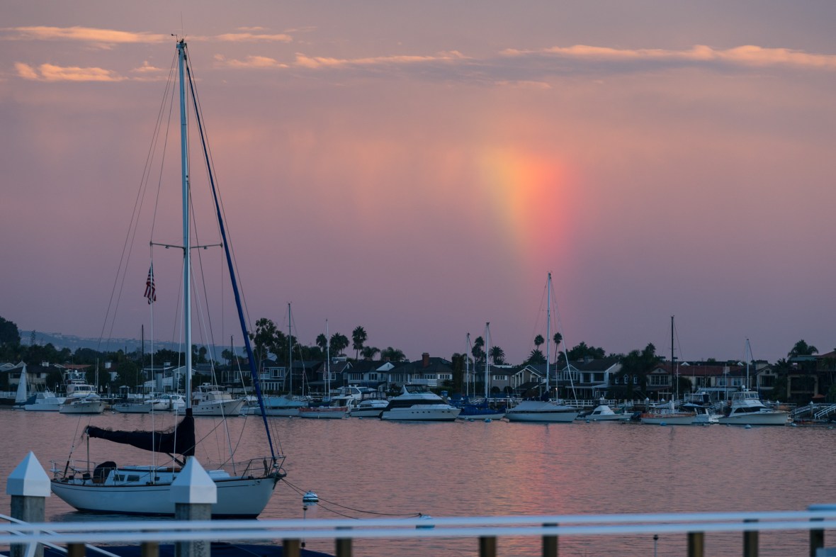 Picture of Rainbow Sunset on Balboa Island, Newport Beach, California, USA.