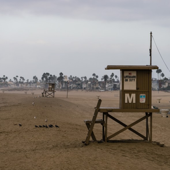 Picture of beach views on Balboa Island and Balboa Peninsula, Newport Beach, California, USA.