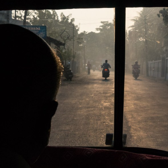 Picture of view from inside tuktuk in Kollam, Thrissur, Cochin, Kerala, India by mcmessner Mary Catherine Messner